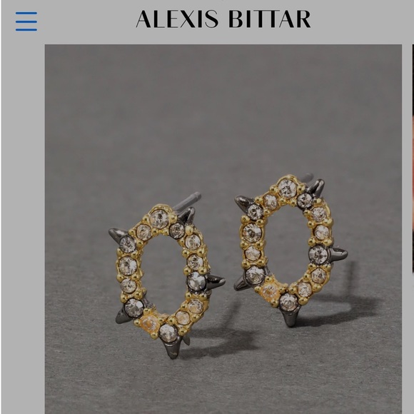 Alexis Bittar Crystal Encrusted Spiked Stud Earring- Gold - Picture 1 of 6